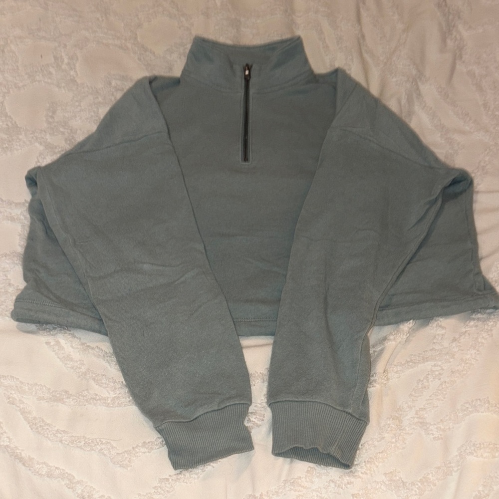 American Eagle Outfitters Women's Cropped Cowl Neck Sweater - Sea foam Green